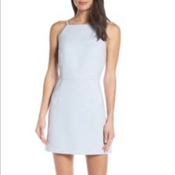 French Connection Women's Whisper Light Stretch Solid Mini Light Blue Dress sz 6 - Picture 1 of 17